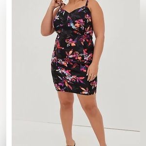 Torrid Floral Size 6 Mini Scuba Lace Up Back Dress worn twice